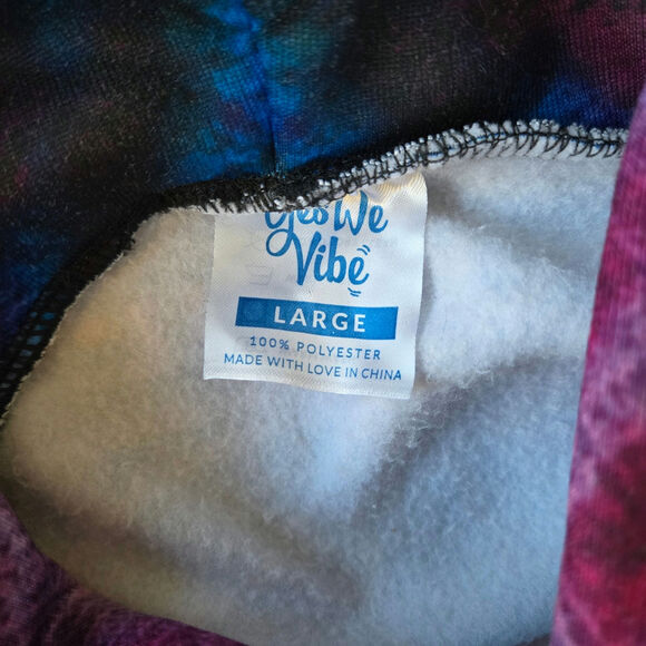 Yes We Vibe Groovy Chakra Peace Hoodie size Large Tunic Length Kangaroo Pocket - Picture 9 of 10